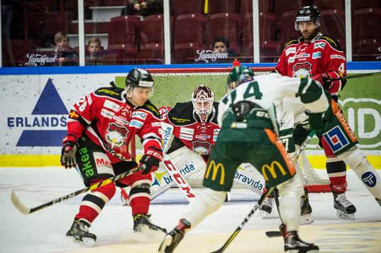 Malmö Redhawks målvakt Oscar Alsenfelt, Måns Hansson,