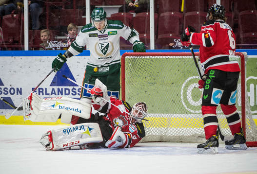 Malmö Redhawks målvakt Oscar Alsenfelt och Stefan Warg