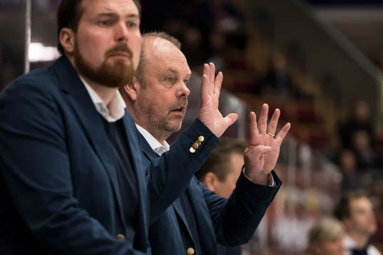 Leksands tränare Per-Erik Johnsson i ishockeymatchen i SHL