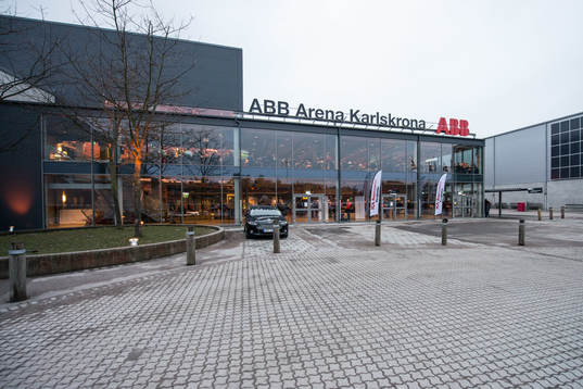 ABB arena Karlskrona utvändigt innan ishockeymatchen i SHL