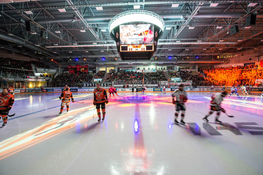 ABB arena Karlskrona invändigt innan ishockeymatchen i SHL