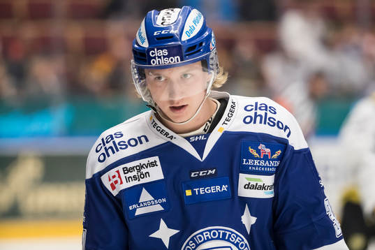 Leksands Olle Alsing i ishockeymatchen i SHL mellan Leksand