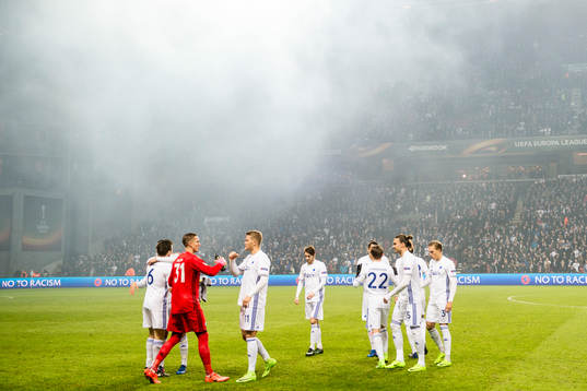 FC Köpenhamns målvakt Robin Olsen och Andreas Cornelius