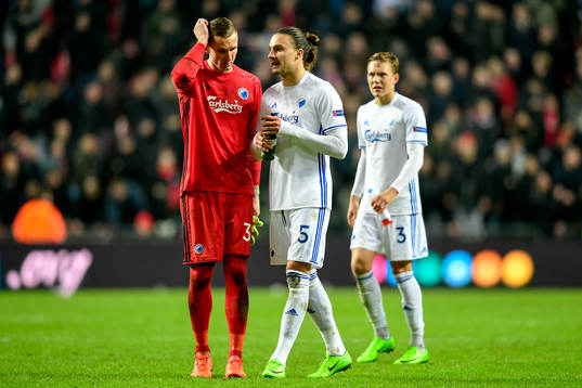 FC Köpenhamns målvakt Robin Olsen, Erik Johansson och