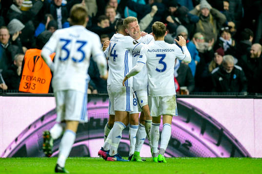 FC Köpenhamns Andreas Cornelius och Ludwig Augustinsson