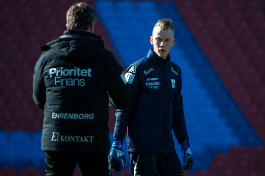 Målvakt Pontus Dahlberg och målvaktstränare Sven