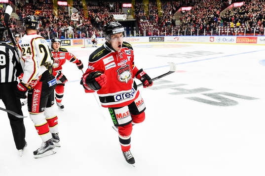 Malmö Redhawks Erik Andersson i jublar