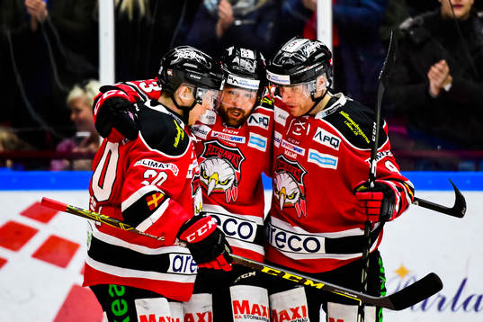 Malmö Redhawks Erik Forssell, Frederik Storm och Nichlas