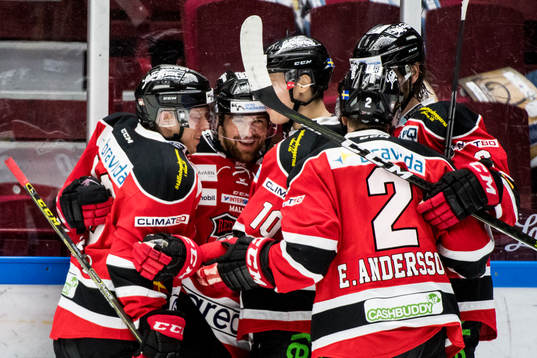 Malmö Redhawks spelare jublar