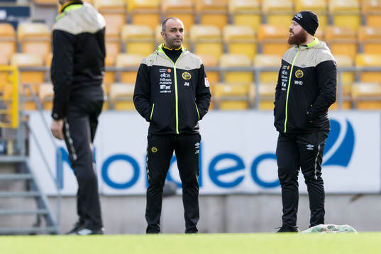 Elfsborgs tränare Jan Mian och fystränare Magnus Hellman