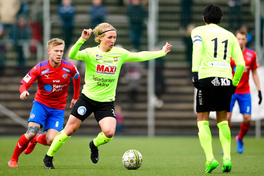 Helsingborgs Andreas Landgren och Kristianstads Andre Kamp