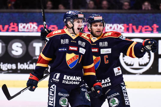Djurgårdens Markus Ljungh och Calle Ridderwall jublar