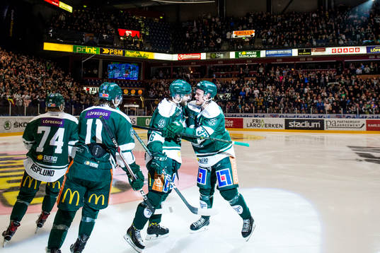 Färjestads Mikael Wikstrand och Magnus Nygren jublar
