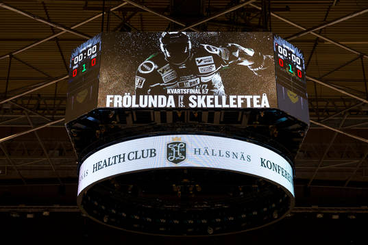 Jumbotronen i Scandinavium innan kvartsfinal 1 i