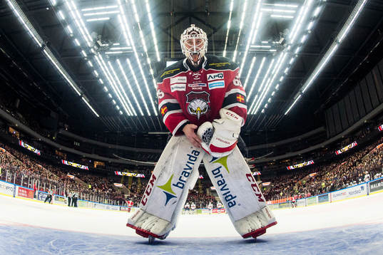 Malmö Redhawks målvakt Oscar Alsenfelt deppar