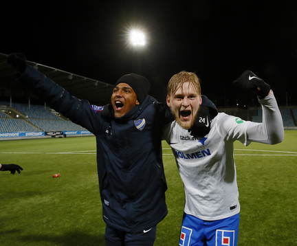 Norrköpings Niclas Eliasson och Kalle Holmberg jublar
