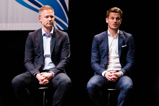 Malmö FFs tränare Magnus Pehrsson och Markus Rosenberg