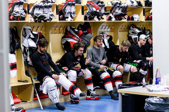 Malmö Redhawks omklädningsrum före kvartsfinal 3 i