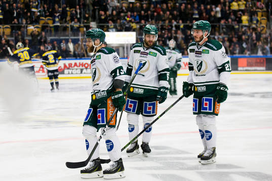 Färjestads Anton Grundel, Mikael Wikstrand och John