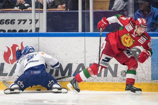 Leksands Daniel Bertov och Moras Mathias Bromé  i
