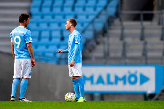 Malmö FFs Markus Rosenberg och Anders Christiansen deppar
