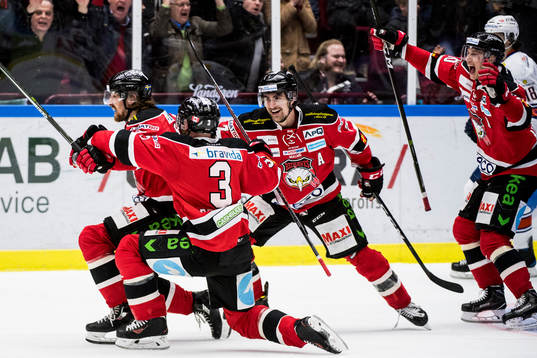 Malmö Redhawks André Benoit, Nils Andersson och Robin