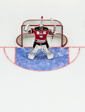 Malmö Redhawks målvakt Cristopher Nihlstorp jublar