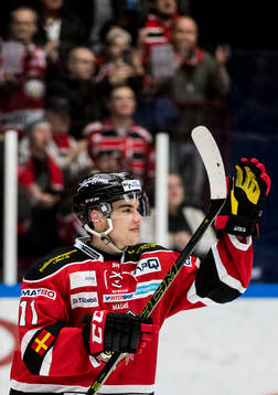 Malmö Redhawks Lukas Haudum tackar publiken