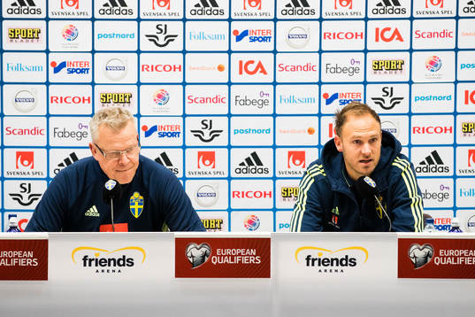 Sveriges förbundskapten Janne Andersson och Andreas