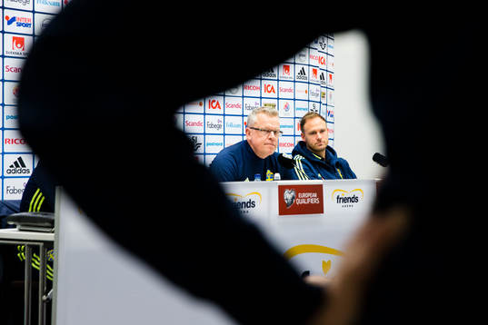 Sveriges förbundskapten Janne Andersson och Andreas