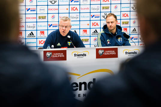Sveriges förbundskapten Janne Andersson och Andreas