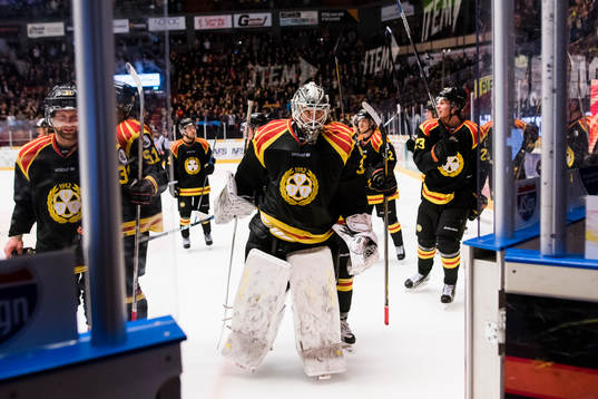Brynäs målvakt David Rautio jublar