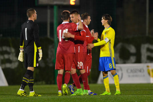 THE PLAYERS OF THE SERBIA SELECTION ARE HUGGED