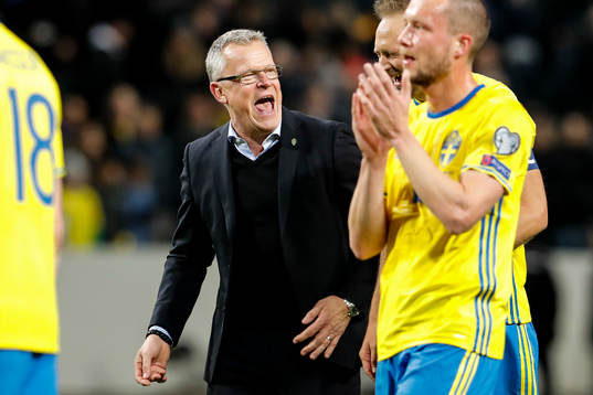 Sveriges förbundskapten Janne Andersson och Andreas