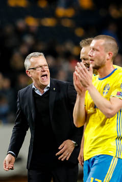 Sveriges förbundskapten Janne Andersson och Andreas