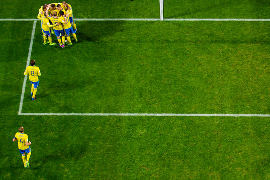Sveriges spelare jublar