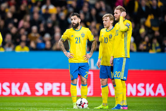 Sveriges Jimmy Durmaz, Emil Forsberg och Ola Toivonen