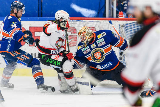 Malmö Redhawks Nicklas Jadeland oroar framför Växjös
