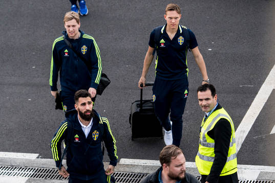 Emil Forsberg, Ludwig Augustinsson och Jimmy Durmaz när