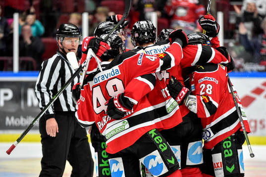 Malmö Redhawks Ilari Filppula jublar med lagkamrater
