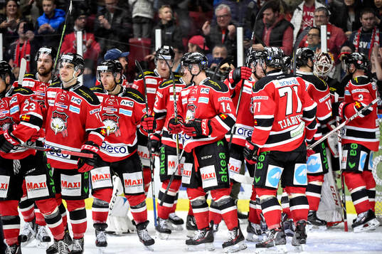 Malmö Redhawks spelare jublar