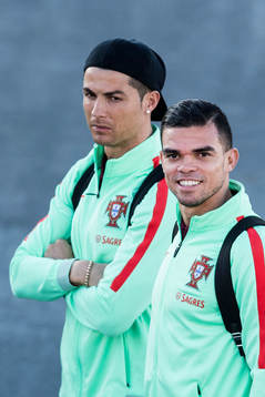 Portugals Cristiano Ronaldo och Pepe när portugisiska