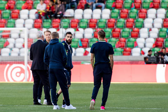 Sveriges Oscar Hiljemark och Jimmy Durmaz ute och känner