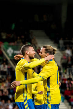 Sveriges Marcus Berg och Niklas Hult jublar