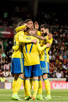 Sveriges Marcus Berg, Niklas Hult, Isaac Kiese Thelin och