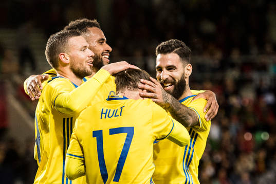 Sveriges Marcus Berg, Niklas Hult, Isaac Kiese Thelin och