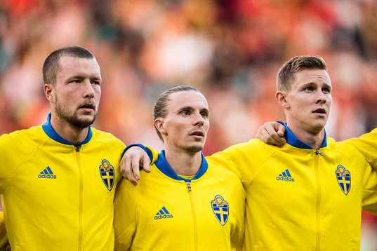 Sveriges Jakob Johansson, Niklas Hult och Emil Krafth