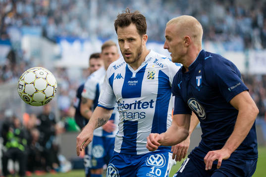 IFK Göteborgs Tobias Hysen och Malmö FFs Franz Brorsson