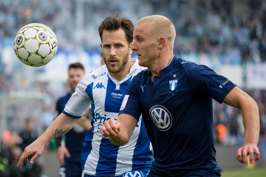 IFK Göteborgs Tobias Hysen och Malmö FFs Franz Brorsson