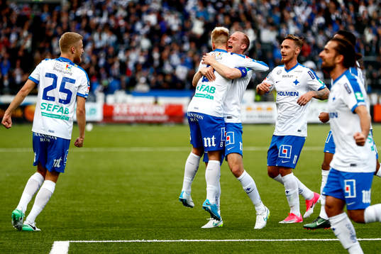 Norrköpings Andreas Johansson och Nicklas Bärkroth jublar